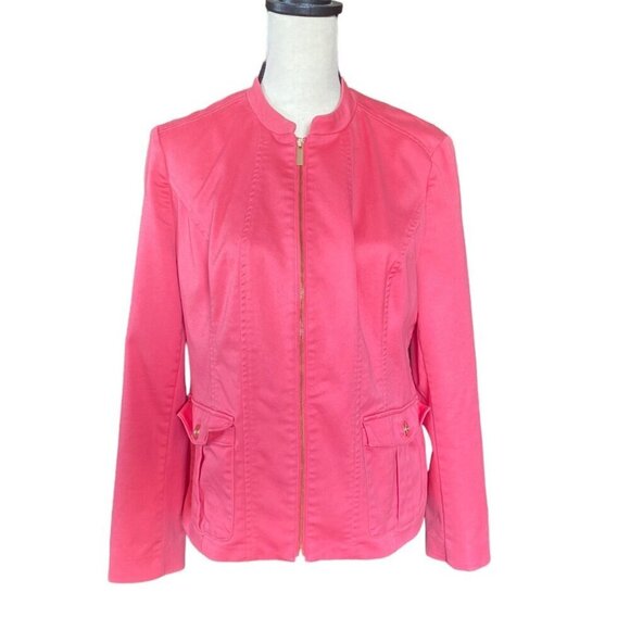 Charter‎ Club casual coral pink blazer with pockets and zipper for women size 8 - Picture 1 of 6